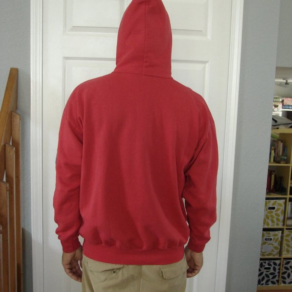 Lighter Tone Red Hoodie Ventura CA Surf Mens Womens Unisex Arm Stripe Surfboard - Picture 4 of 14